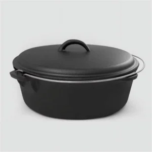 12.5 x 12.5 in. Camp Cast Iron Round Dutch Oven, Black & Gray