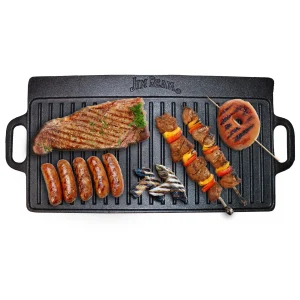 Skillet Pre Seasoned Heavy Duty Construction Double Sided Cast Iron Griddle Pan with Superior Heat Retention, 20x1x9