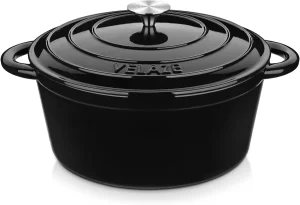 7.5 QT Dutch Oven Pot with Lid, Enameled Cast Iron Dutch Oven with Dual Handles for Sourdough Bread Baking, Cooking, Non-stick Enamel Coated Cookware (Black)