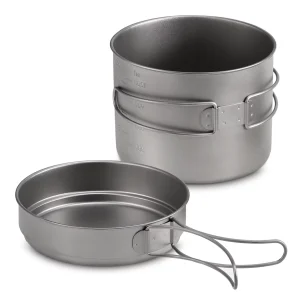 Folding Handle Camping Cookware Pot Pan Set, Super Lightweight, 1100ML / 1600ML